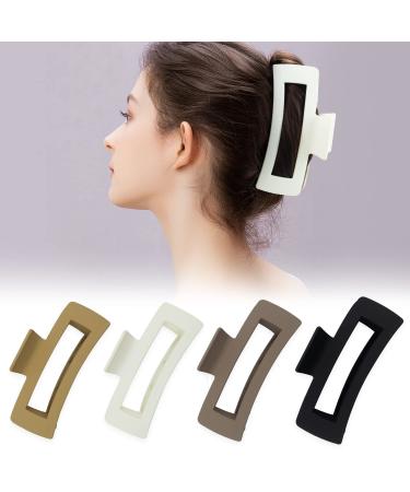 4 Pack Extra Large Hair Claw Clips for Thick & Long Hair - Non-slip Square Jaw Clips for Curly Hair - Strong Hold Matte Hair Clamps - Neutral Colors - Buy Online on GoSupps.com