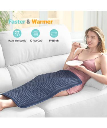 Extra Large Electric Heating Pad for Back Pain Relief - 17 x 33 Size with 6 Temp Levels and Timer Settings - Buy Online on GoSupps.com