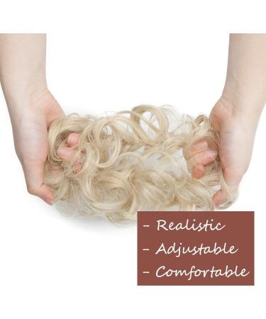 Synthetic Messy Curly Hair Bun Extensions for Women - Bleach Blond & White | 25g Updo Donut Hairpieces - Buy Online on GoSupps.com