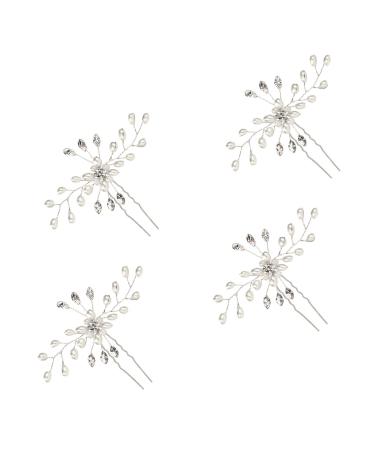 4 Pieces Pearl Crystal Bridal Hair Pins  Elegant Crystal Flower Shape Wedding Hairpin for Bridal Bridesmaid  Hair Piece Accessories for Women Girls 1 4pc-Pearl crystal - Buy Online on GoSupps.com
