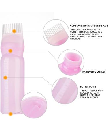 QRJ Hair Oil Applicator Bottles 2Pcs 120ml Pink with Dye Brush | Hair Colour Oil Comb Tools - Buy Online on GoSupps.com