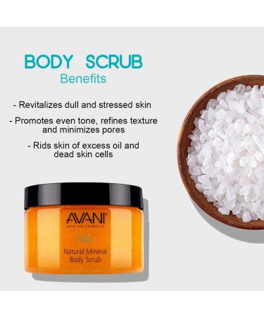 Avani Natural Mineral Body Scrub - Exfoliating Dead Sea Salt with Vitamin E & Jojoba | All Skin Types | Milk & Honey Formula - Buy Online on GoSupps.com