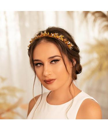 IYOU Vintage Crystal Headbands Gold Rhinestone Hair Bands Beads Bridal Wedding Hair Accessories for Women - Buy Online on GoSupps.com