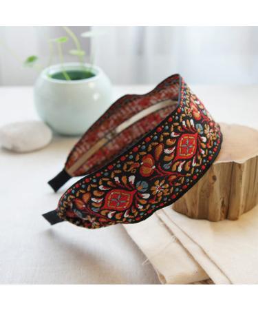 Onsoyours Vintage Flower Embroidered Hair Band - Boho Fabric Headband for Women | Sweet Hair Wrap Accessory - Buy Online on GoSupps.com