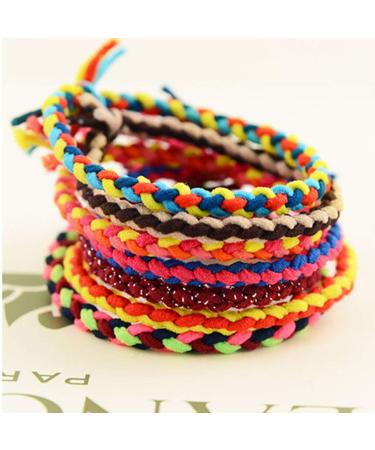 20pcs Braided Stretch Hair Ties - Ponytail Holders for Girls (Random Color) | International Shipping - Buy Online on GoSupps.com