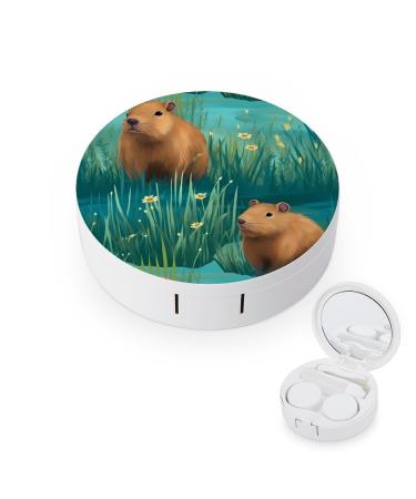 Capybara Contact Lens Case with Mirror Portable Cute Eye Contact Lens Box Travel Kit style