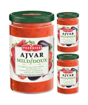 Ajvar Vegetable Sauce in Sweet Glass A delicious traditional accompaniment sauce 350 gx 3 pieces