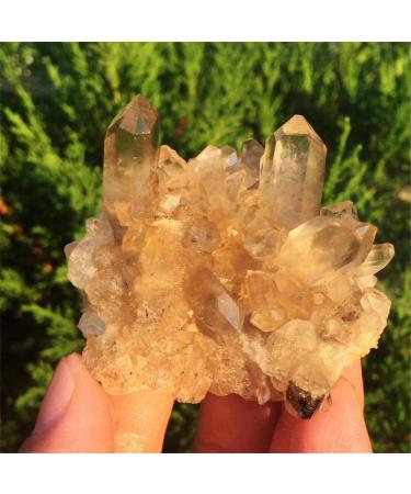 Natural Crystal Rough Natural Lemon Yellow Quartz Crystal Original Stone Cluster Quartz Specimen Stone Smoked Yellow Crystal Cluster Decoration Natural Luster 1pcs 60g--70g