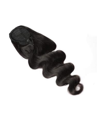 Hair Bun Deep Wavy Ponytail Brazilian Real Hair 8-24 Inch Curly Ponytail with Drawstring Extension Hair Clip Wig for Women Hair Extension Hair Piece (Color : Black Size : 24inch) 24inch Black