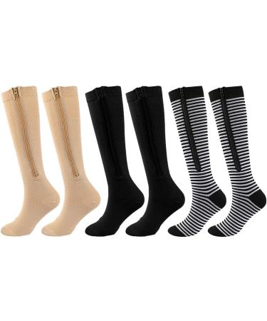 Shop Lichengtai Compression Socks for Men & Women | Zippered Open Toe Support Stockings for Varicose Veins Edema & Recovery M L/XL (38-41) - Buy Online on GoSupps.com