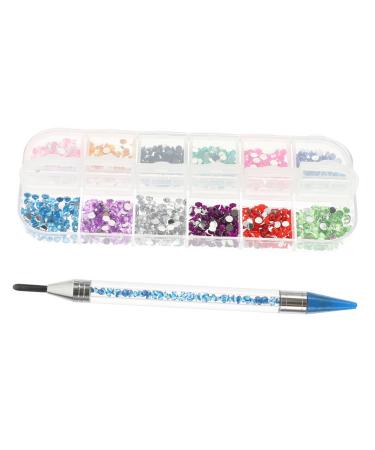Mikinona 1 Set Rhinestones Picker Gem Beads Gemstone Beads Flatback Rhinestones Blue Suit Jewelry Kits Colorful Rhinestones Rhinestone for Nails Dotting Tools Color Beads Crystals Beads