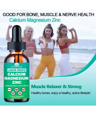 Calcium Magnesium Zinc Liquid Drops with Vitamin D3 K2, High Potency Calcium Magnesium Supplement w/Magnesium Complex, Zinc, Theanine Gluten Free for Immune, Bone,Muscle, Mood & Sleep Support Pineapple 2 Fl/Oz - Buy Online on GoSupps.com
