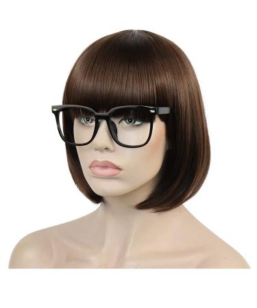 Ebingoo Velma Wig 11 Inch Dark Brown Bob Wig for Women | Heat Resistant Synthetic Wig with Bangs for Daily Wear - Buy Online on GoSupps.com