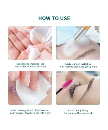 Eyelash Extension Shampoo 120ml & Brush - Gentle Foam Cleanser for Natural Lashes, Paraben & Sulfate Free - Ideal for Salon and Home Use - Buy Online on GoSupps.com