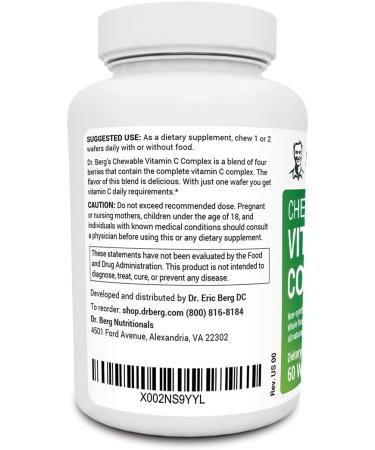 Dr. Berg's Natural Vitamin C Complex - Whole Food Non-GMO Chewable - 60 Wafers - Buy Online on GoSupps.com