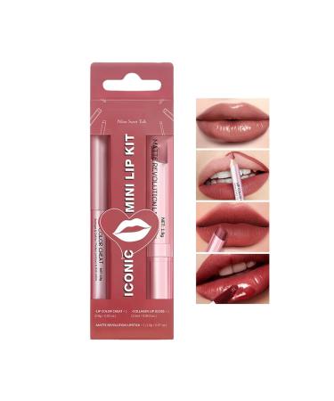 JINGLING Lipstick and Lip Contour Set Highly Pigmented Lip Cosmetics SmudgeResistant Makeup Lipstick for Women and Girls for Daily Use Night Party Date Travel 2