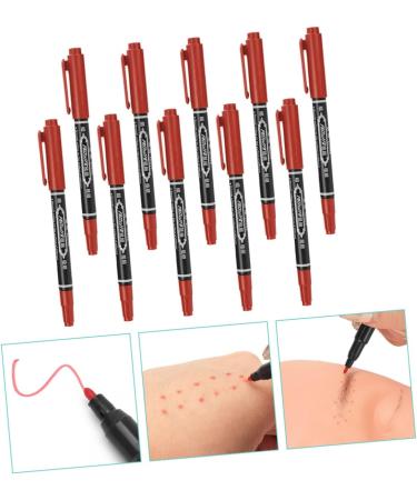 FOMIYES 10pcs Eyebrow Marker Pen Marker Pens Salon Mapping Pen Lip Mapping Pen Plastic Oil Pen Red Cosmetic 13.9x1.8cm Red - Buy Online on GoSupps.com