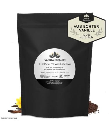 Premium vanilla powder made of real vanilla pods natural without sugar without additives fairtrade vegan (40g without can) from Vanilla Campaign 40g pack (without can)