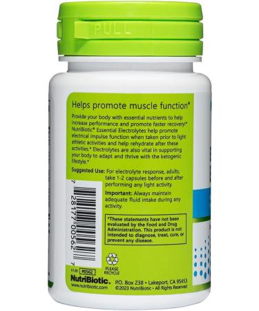 NutriBiotic Essential Electrolytes Capsules - 30 Ct Travel Size - Boost Performance & Recovery - Pharmaceutical Grade Vitamin C for Optimal Rehydration - Buy Online on GoSupps.com