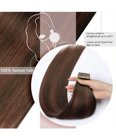 Buy Hotlulana Tape In Extensions - Real Hair Balayage Chocolate Brown with Dark Red Brown (#4/4/33) - 22 Inch 40pcs 100g Skin Weft - 100% Natural & Invisible - Buy Online on GoSupps.com