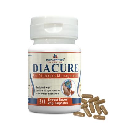 DEEP AYURVEDA Diacure Herbal Capsule | for Diabetes Management and Diabetes Complications | 30 Vegan Capsule