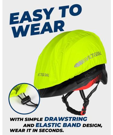 Victgoal Waterproof Bicycle Helmet Rain Cover - Neon Yellow with Reflectors | Unisex Elastic Cap for Ultimate Protection - Buy Online on GoSupps.com