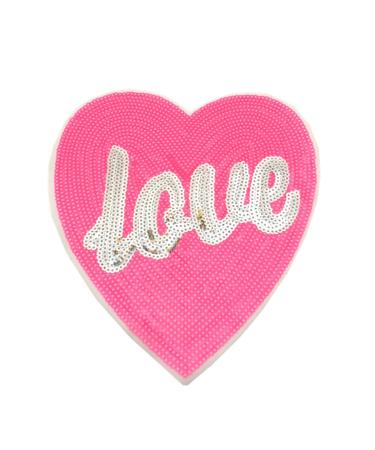 Pink Heart Shaped Sew On Applique  Sewing Embroidered Sequins Heart Appliques Patch Patches for Clothes Dress Jeans T-Shirts
