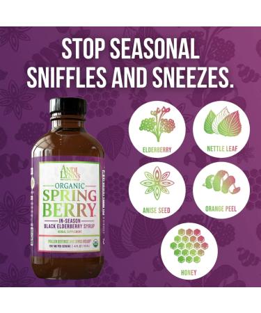 Andi Lynn's Organic Black Elderberry Syrup - Pollen Defense & Sinus Relief - 4 oz - Herbal Immune Support for Kids & Adults - Buy Online on GoSupps.com