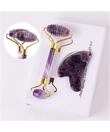 Amethyst Rough Amethyst Sawtooth Face Roller & Silicone Caps Gua Sha Care Tool Sets Natural Quartz Massager Anti Wrinkle Cellulite Health Home Collections (Color : Roller Set) - Buy Online on GoSupps.com