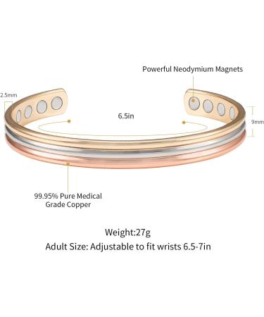 EnerMagiX Tri Tone Magnetic Copper Bracelet and Ring for Women/Men | 8 Magnets, Adjustable Size | Women's Day Gift - Buy Online on GoSupps.com