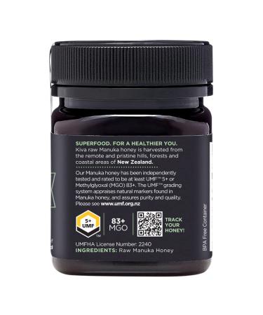 Kiva Raw Manuka Honey UMF 5+ | MGO 83+ | 100% Pure New Zealand (8.8 oz/250g) | Non-GMO | Traceable | Certified UMF & MGO - Buy Online on GoSupps.com