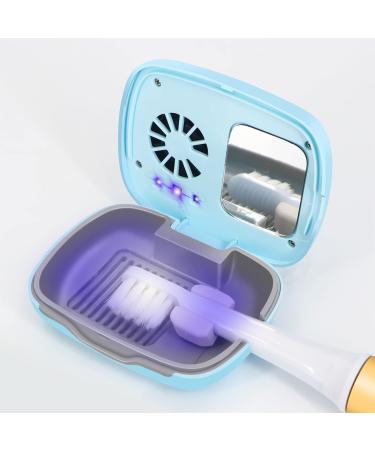 BY4U U V Toothbrush Covers Toothbrush travel case with U V Cleaning Light Rechargeable Portable Toothbrush Case with Holder for Household and Travelling or Business Trips - Blue