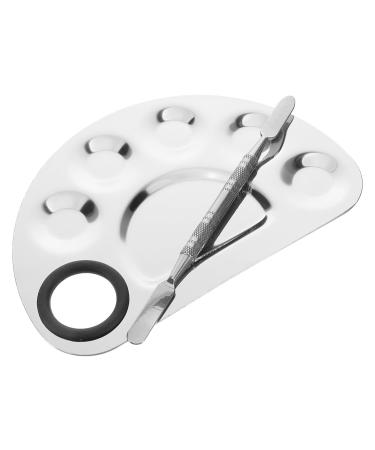 ABOOFAN Palette et Spatule M tallique 2 Pi ces en Acier Inoxydable Plateau Semi-Circulaire pour Nail Art et Maquillage Outil de M lange pour Artistes et Usage Quotidien
