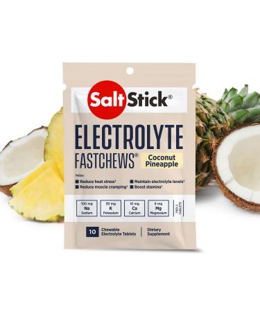 SaltStick FastChews, Electrolyte Replacement Tablets for Rehydration, Exercise, Hiking & Sports Recovery, 12 Packets of 10 FastChews Tablets, Coconut Pineapple Coconut Pineapple 10 Count (Pack of 12)