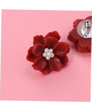 CALLARON 1pair Earrings Symmetrical Ear Rings Resin Ear Rings The Flowers White Miss mediumx3pcs Redx3pcs - Buy Online on GoSupps.com