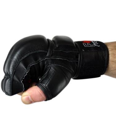 Freefight MMA Gloves | Professional Real Leather Boxing & Muay Thai Training Gloves | High Quality Kickboxing & Sandbag Gear - Fox-Fight Black - Buy Online on GoSupps.com