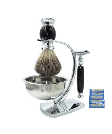 Luxury-rasier brush stand double edge security razor for men gift set soap shell roof hair brush stand simply 9.5x15cm silver