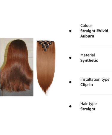 Silk-co 23 Vivid Auburn 8PCS Clip in Hair Extensions - 100% Synthetic Hair, Long Straight 23 Inch - Full Head Coverage - Buy Online on GoSupps.com
