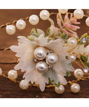 FRCOLOR Peal Flower Headband Bride Headband Boho Leaf Floral Wedding Garland Hair Bands for Womens Hair Fairy Headband for Party Prom Props Hair Accessories for Girls - Buy Online on GoSupps.com
