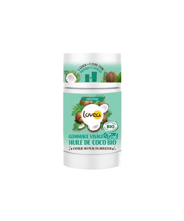 LOVEA - Facial Scrub Stick - Organic Coconut Oil - Gently Exfoliates, Smoothes & Softens - All Skin Types - 100% Natural - Vegan - Certified Organic - Made in France - 40 g