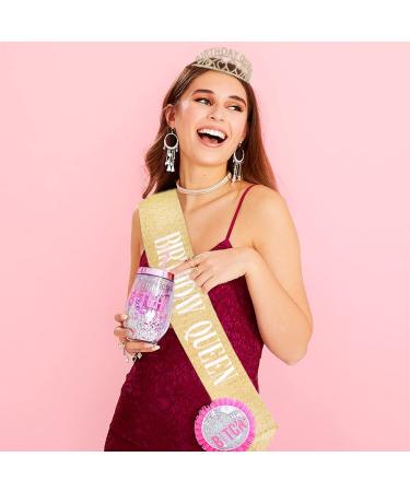 Gold Birthday Tiara Set for Women - Queen Sash, Headband, Rhinestone Crystal Crown | Happy Birthday Accessories - Buy Online on GoSupps.com