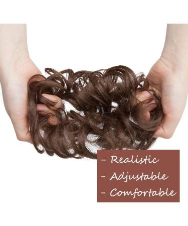 Brown Messy Curly Synthetic Hair Bun Extension - Updo Donut Scrunchie for Women | 25g - Buy Online on GoSupps.com