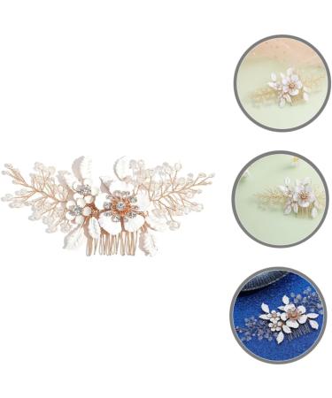 Didiseaon Bridal Hair Comb Rhinestone Hair Accessories Bridal Flower Hair Comb Flower Rhinestone Hair Comb Hair Accessories for Wedding Gold Decor Hairpin Metal Manual Bride White - Buy Online on GoSupps.com