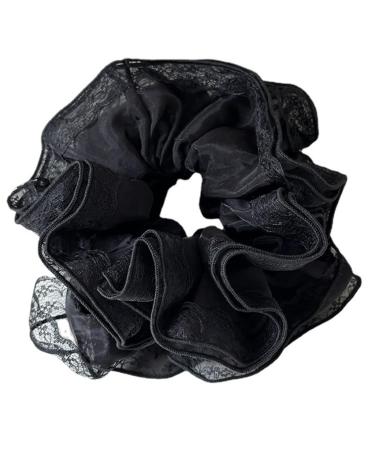 xbiez Lace Hair Scrunchies for Women Updo Hair Elastic Hair Rings Aesthetic Hair Tie Hair Scrunchy Ponytail Hair Holder Black