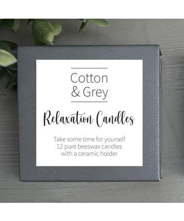 Cotton & Grey Relaxation Candles Set: 12 Pure Beeswax Candles with Ceramic Holder - Buy Online on GoSupps.com