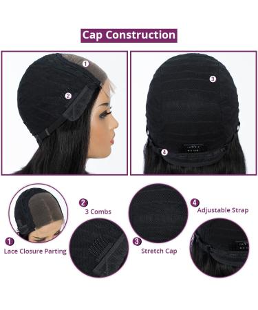 Short Bob 4x4 Lace Closure Straight Wig 8 Natural Color - 100% Human Hair Brazilian Virgin Hair Glueless Lace Front Wig - Buy Online on GoSupps.com