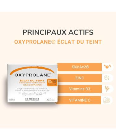 Oxyprolane Eclat du Tint Food Supplement Complexion & Dark Spots Cure 1 Month / 30 Capsules (1/d) Made in France by Laboratories BIO-RECHERCHE  - Buy Online on GoSupps.com