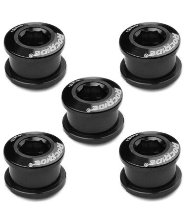 RocRide Single Chainring Bolts in Aluminum or Steel. Pack of 5. BLACK ALUMINUM