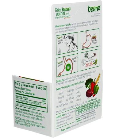 Beano Food Enzyme Dietary Supplement Tablets - 100 ct Pack of 6 - Buy Online on GoSupps.com