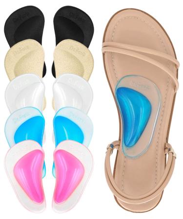 Dr. Foot's Arch Support Shoe Inserts for Flat Feet Plantar Fasciitis Adhesive Arch Pads for Relieve Pain for Women & Men (5 Colors) Multicolor - 5 Pairs